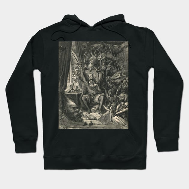 Don Quixote in his study by Gustave Dore Hoodie by artfromthepast